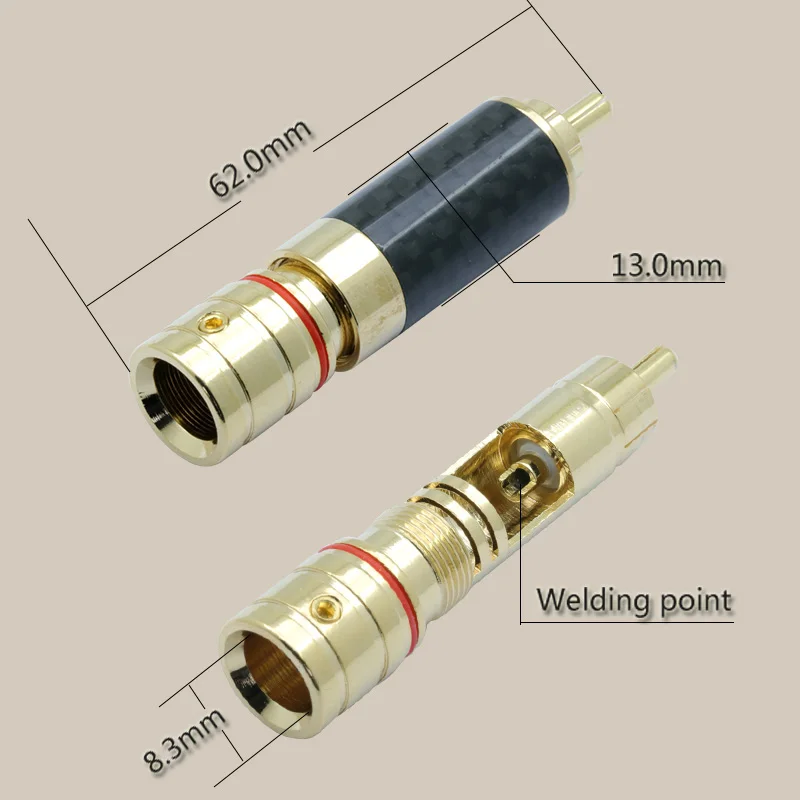 2 шт./1 пара углеродного волокна RCA разъем RCA штекер адаптер видео/аудио провода разъем Поддержка 8 мм кабель супер высокое качество