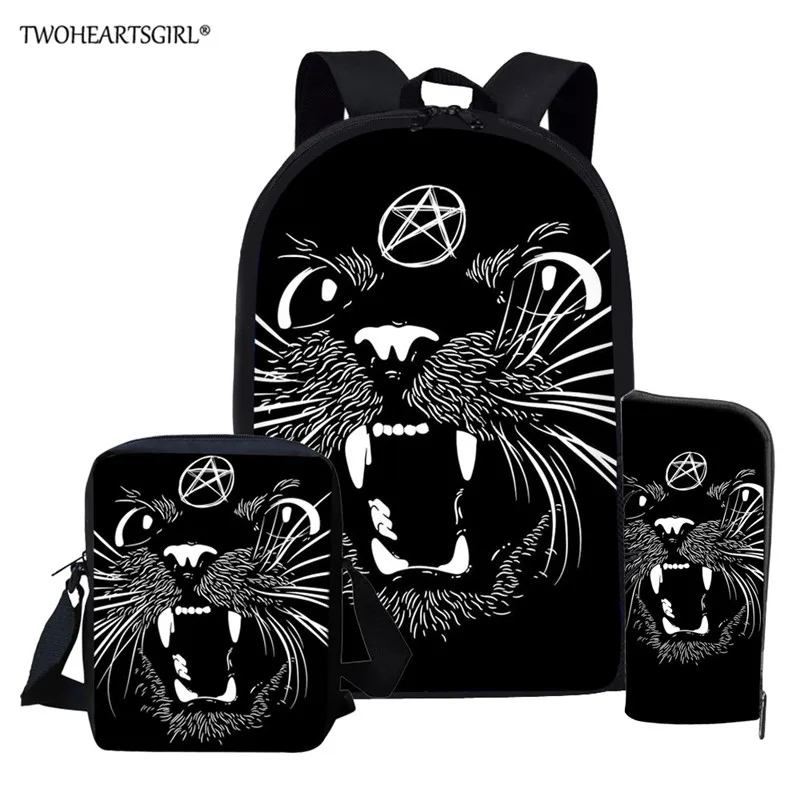 L5069CED Twoheartsgirl 3 шт./компл. милые черная кошка печать школьные сумки для детей начальной школы для девочек большой Ёмкость книжные сумки сумка-портфель - Цвет: L5069CED