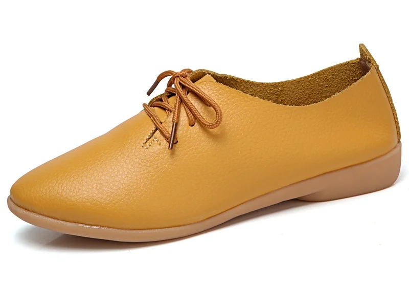 Женская Повседневная обувь; коллекция года; модная повседневная обувь из натуральной кожи на плоской подошве; женская однотонная обувь на плоской подошве со шнуровкой; удобная женская обувь для мам