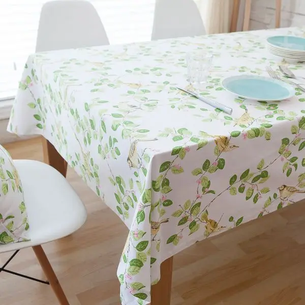 

Brid Leaves Printed Cotton Table Cloth Pastoral Style Multifunctional Table Cover Nappe Tablecloth manteles para mesa ZB-68