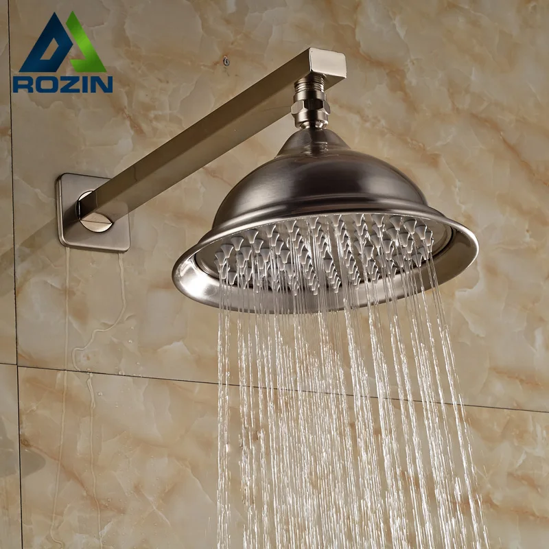 

Brushed Nickel Wall Mount 8 inch Rainfall Shower Head Stainless Steel Bathroom Top Showerhead with Arm