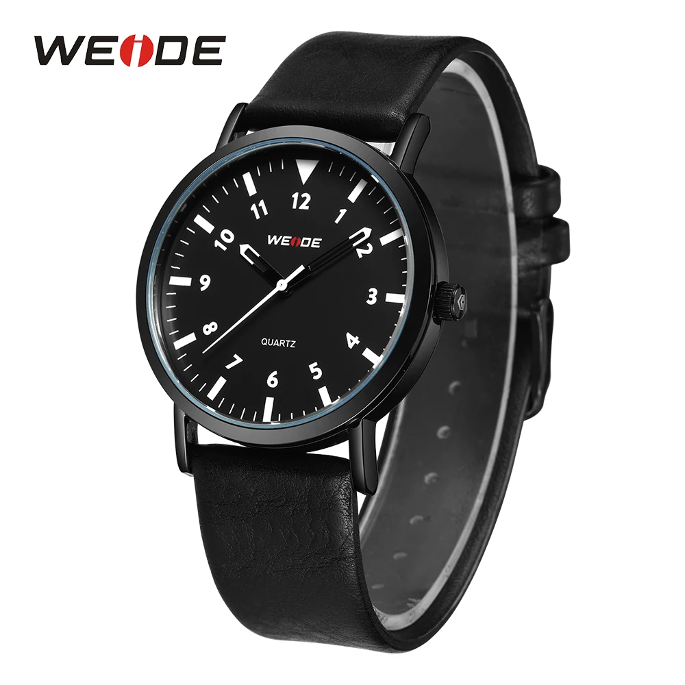 WEIDE Hot Clocks Quartz Movement Analog Sport Watches Leather Strap Military Black Dial Wrist Watches Relojes De Hombre for Man