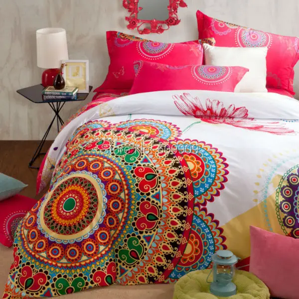 Bohemian Bedding Set Boho Style Bedding Set Moroccan Bed Set Red