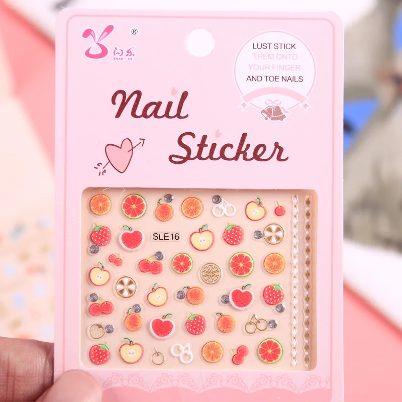 

Mini Summer Fruit Flower Waterproof Nail Sticker 3D Decorative Stickers DIY Diary Stationery Stickers Children Gift