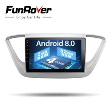Funrover Android 8.0 Car Dvd Gps multimedia Player For Hyundai Verna Solaris Accent 2017-18 Radio Navigation Wifi tape recorder