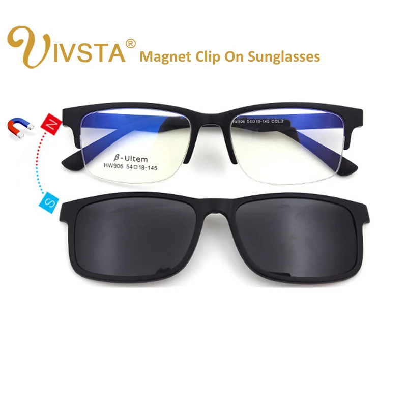 IVSTA High Quality ULTEM Clip On Sunglasses Men Polarized Lenses