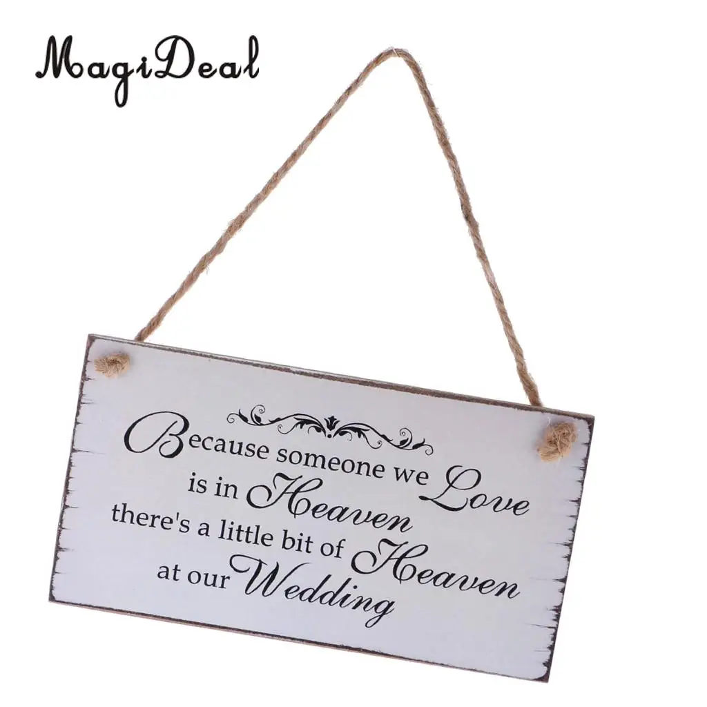 MagiDeal Because Someone We love is in Heaven Wedding Sign Memorial Hanging Plaque Vintage Wooden Hanging Board