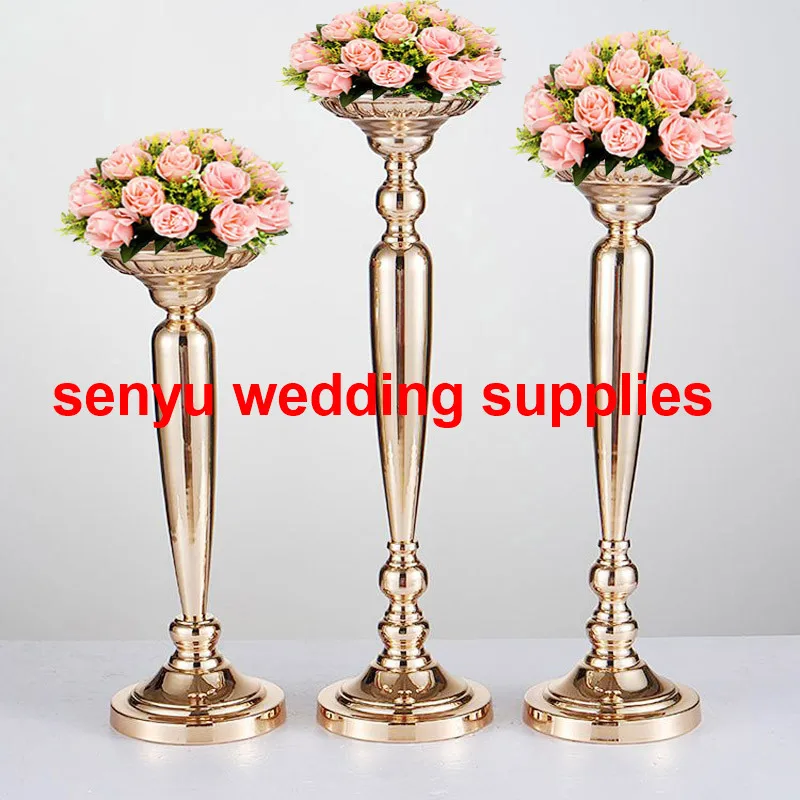 

Wedding flower stand arrangement table centerpiece metal gold plating weddings geometric road lead for party senyu0280