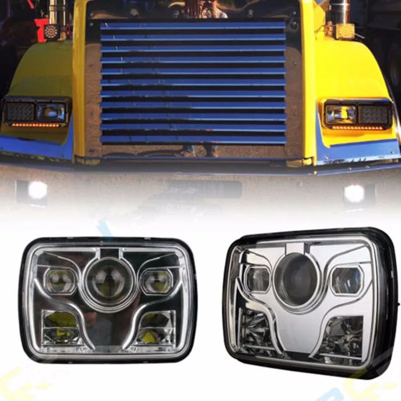 H4 Square LED Headlights For Chrome Lamps low Beam Clear Projector Lens