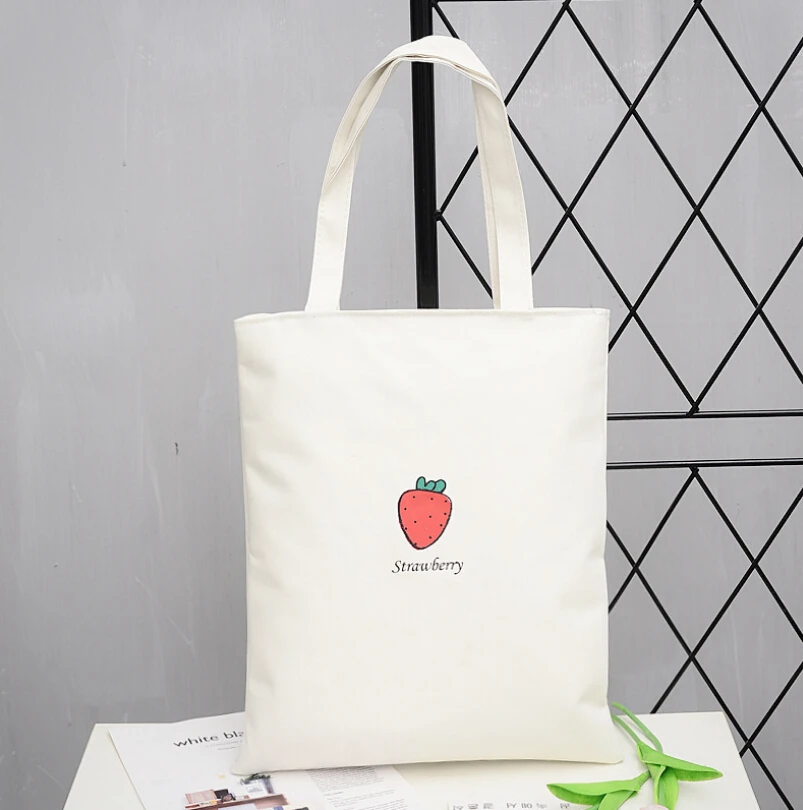 Новая Экологичная сумка для покупок, прекрасная Холщовая Сумка, сумка для покупок, сумка-тоут, Эко сумка-мессенджер, квадратная сумка с фруктами - Цвет: M