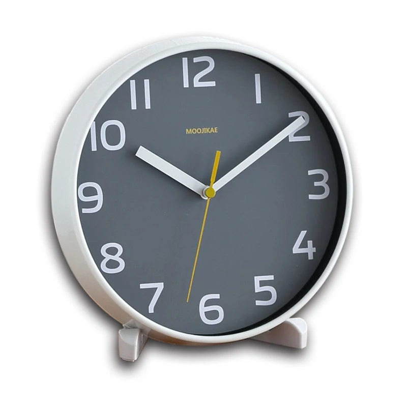 

8 Inch Mute Desktop Clock Round Table Clock Wall clock With Bracket for living room Bedroom