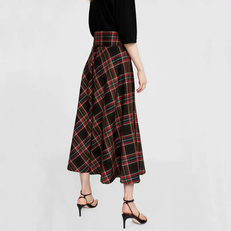 Осенняя новая клетчатая Женская специальная британская стильная юбка дикая Повседневная модная А-образная широкая юбка женская одежда