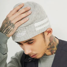 Хип-Хоп шерстяные двойные толстые вязаные шапки для мужчин и женщин, осенняя зимняя теплая шапка, вязаная шапка s, шапка Skullies с черным/серым