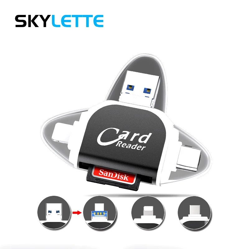 

Multi in 1 SD TF USB Card Reader Multi-system Compatible Plug & Play Adapter Card Reader For Android iPhone Type-C Device