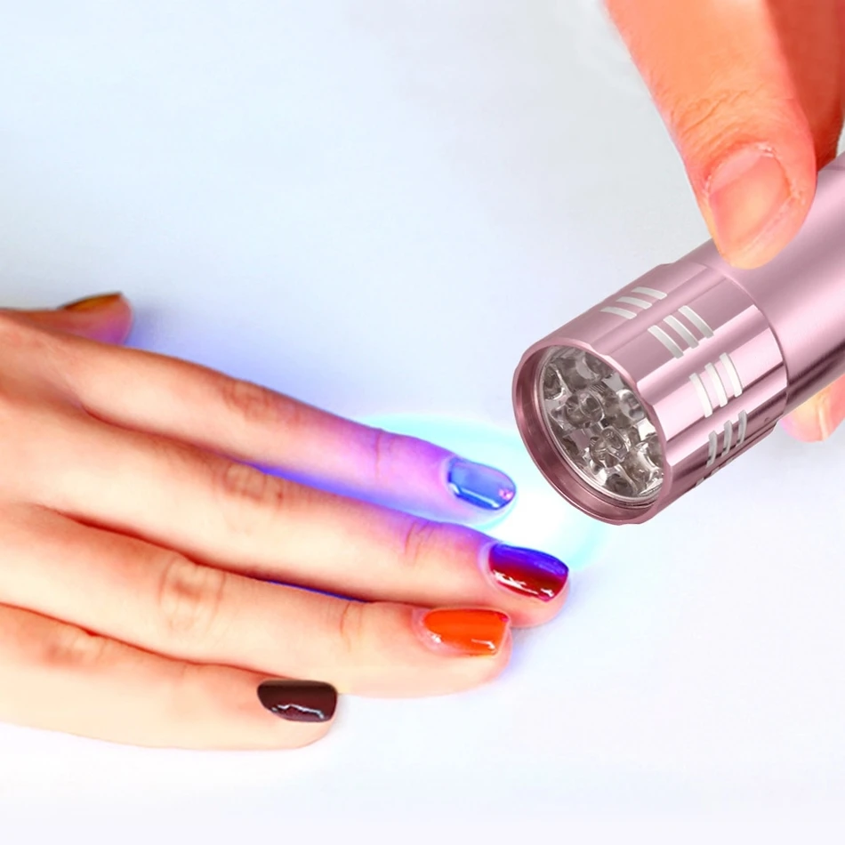 Mini LED Nail Dryer Portable Flashlight Shaped Purple LED Nail Lamp