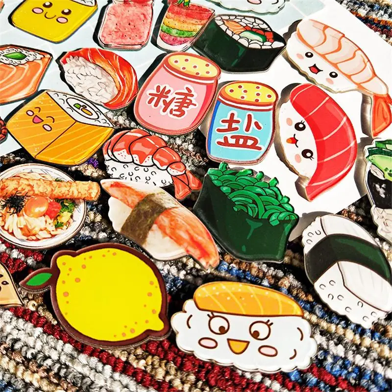 

AHYONNIEX 1 PC Cartoon Foods Sushi snack hamburger bread Acrylic Badges Icons on The Backpack Pin Badge Decoration for Clothing