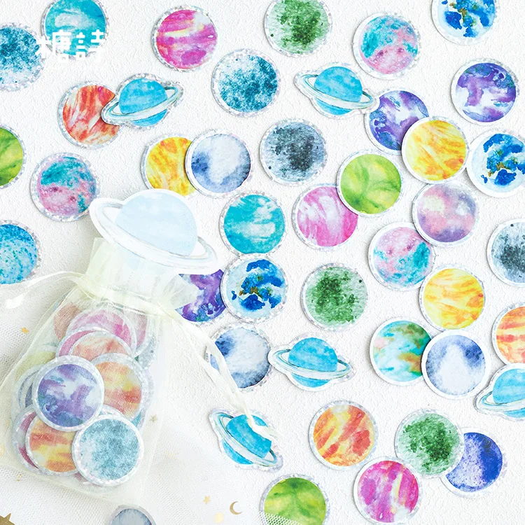 

1PACK=100PCS The Colorful Universe Paper+PVC Stickers Pack DIY Decoration Supplies Children Gift