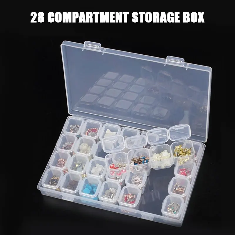 

10/15/28 Slots Diamond Painting kits Plastic Storage Box Nail Art Rhinestone Tools Beads Storage Box Case Organizer Holder kit