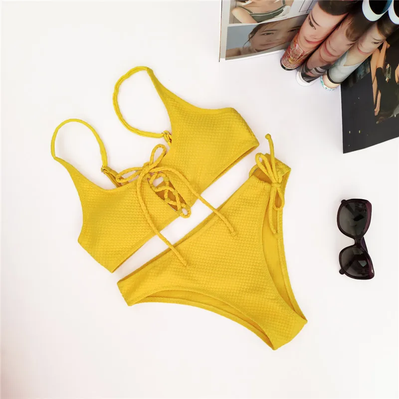 

bikini 2019 New Sexy Solid printed Bandage brazilian swimsuit Micro bikini set mesh swimming summer Set Beach Wear Bathing Suit