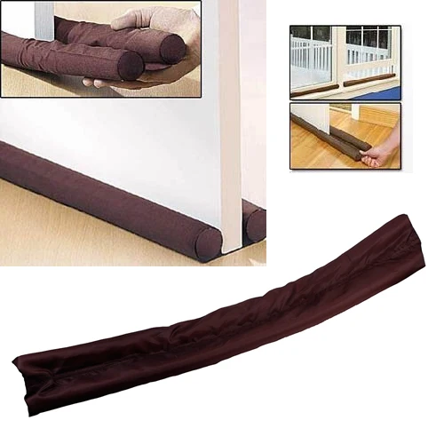 

Useful Tools Coffee Color Twin Door Draft Dodger Guard Stopper Energy Save Doorstop Protector Doorstop Room Damage Safe For Kids