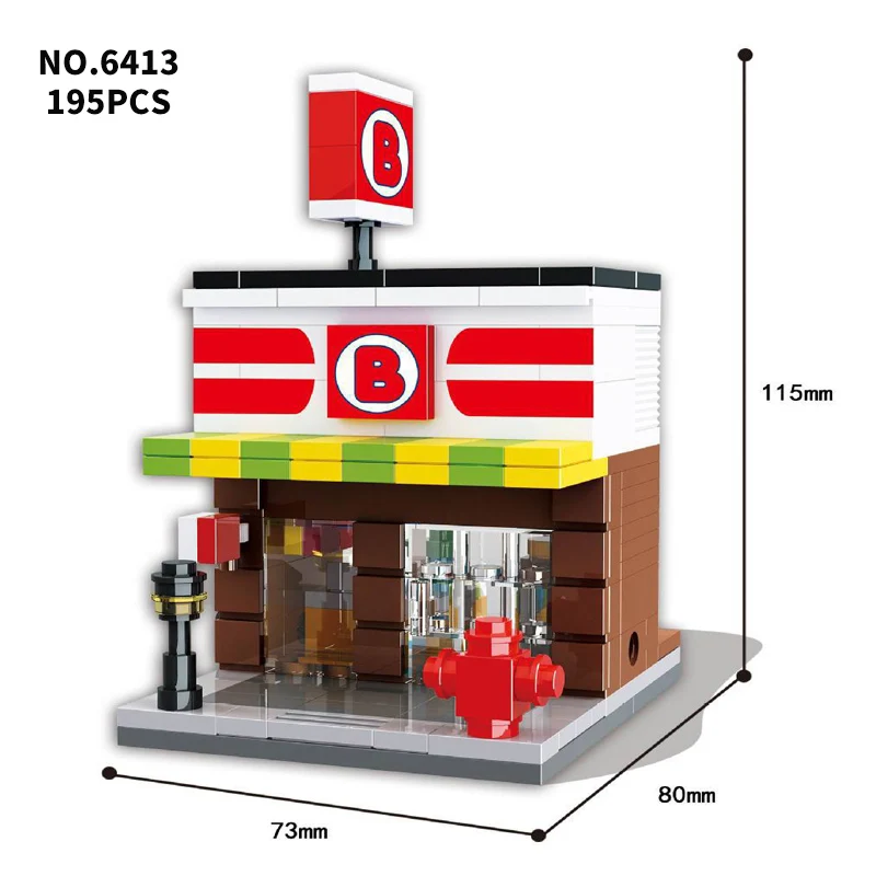 Городской мини-уличный Конструктор 3D модель розничного магазина DIY Apple McDonald Кафе Магазин Кирпичи Детские Блоки Игрушки - Цвет: 6413