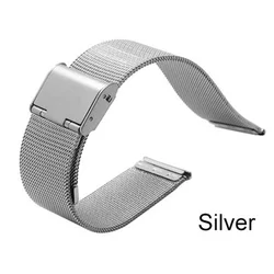 Elegant Stainless Steel Milanese Loop Watch Band Strap with Double Clasp - 22mm (Silver)
