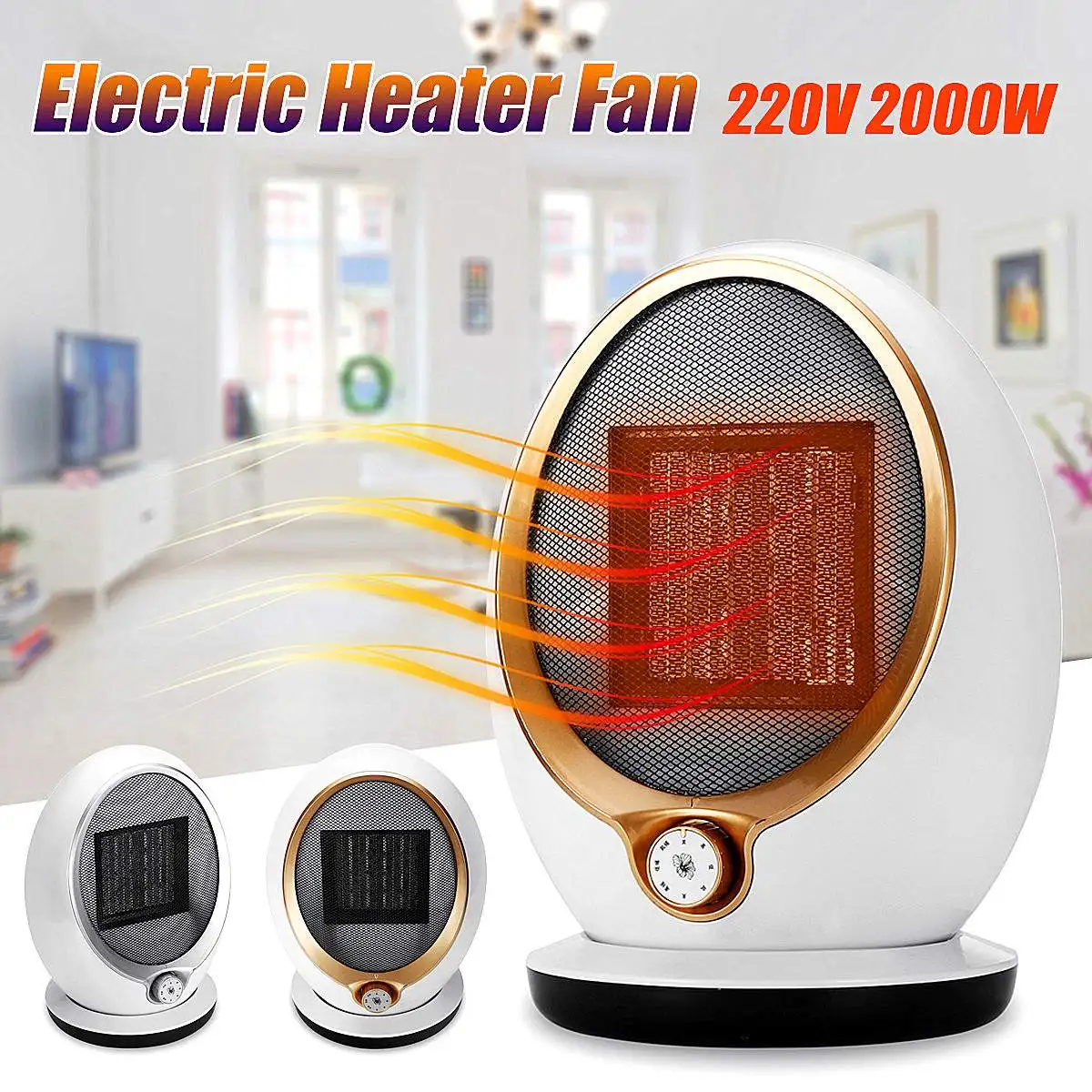 

220V 2000W Fashion Blower Room Fan Heater Warm Fan Electric Air Heater Radiator Indoor Electric Heater Fan Home Heating Office