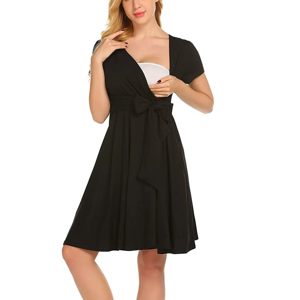 Женское платье для беременных, Детская ночная рубашка для кормящих грудью, ночная рубашка, одежда для сна для мамы, летнее Повседневное платье для беременных#520