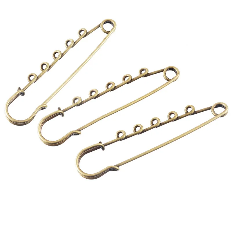 8PCs Twisted Brooch Pins With 5 Holes DIY Brooch Fit Charms& Chain Bronze Silver Gold Kids baby Jewelry Accessories 7.6cm