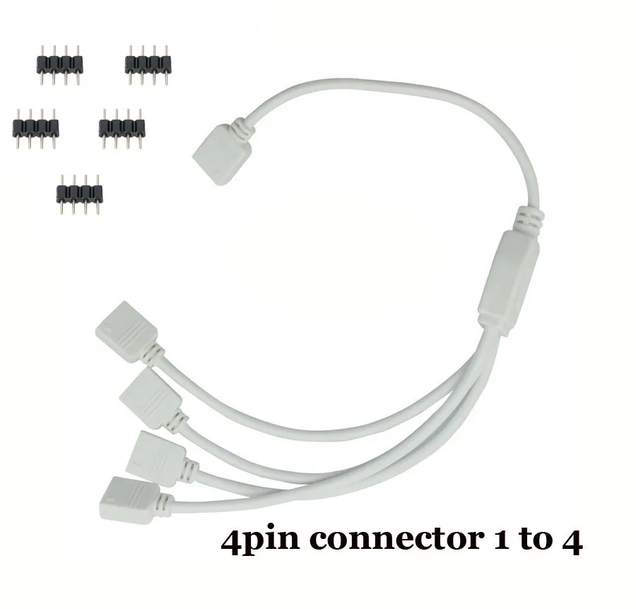 4-контактный разветвитель кабеля 1 до 2 3 4 способ Y RGB разветвитель разъем для 5050 3528 RGB светодиодные полосы света с 4-контактной иглой - Цвет: 1 to 4 way