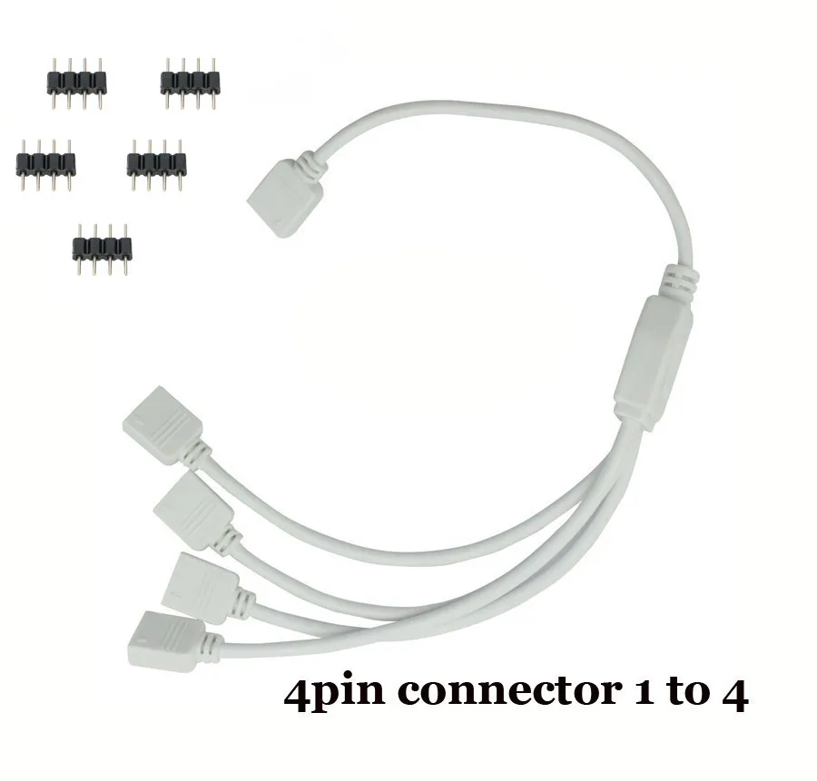 1 to 4 way 4-контактный разветвитель кабеля 1 до 2 3 4 способ Y RGB разветвитель разъем для 5050 3528 RGB светодиодные полосы света с 4-контактной иглой - Цвет: 1 to 4 way