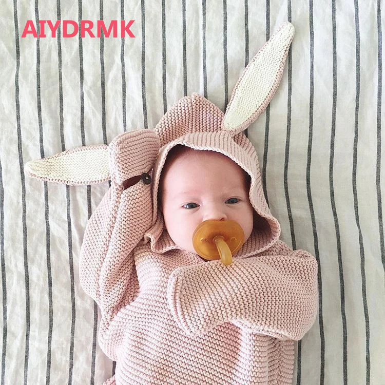 Harga Bayi Baru Lahir Selimut Rajutan Bayi Meliputi 3D Kelinci Telinga Lampin Bayi Membedung Bungkus Fotografi Alat Peraga Kelinci Menerima Selimut