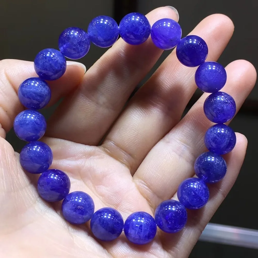 

Top Quality Natural Tanzanite Blue Zoisite Clear Round Beads Women Man Bracelet 9.5mm From Tanzania Tanzanite Hot AAAAAA