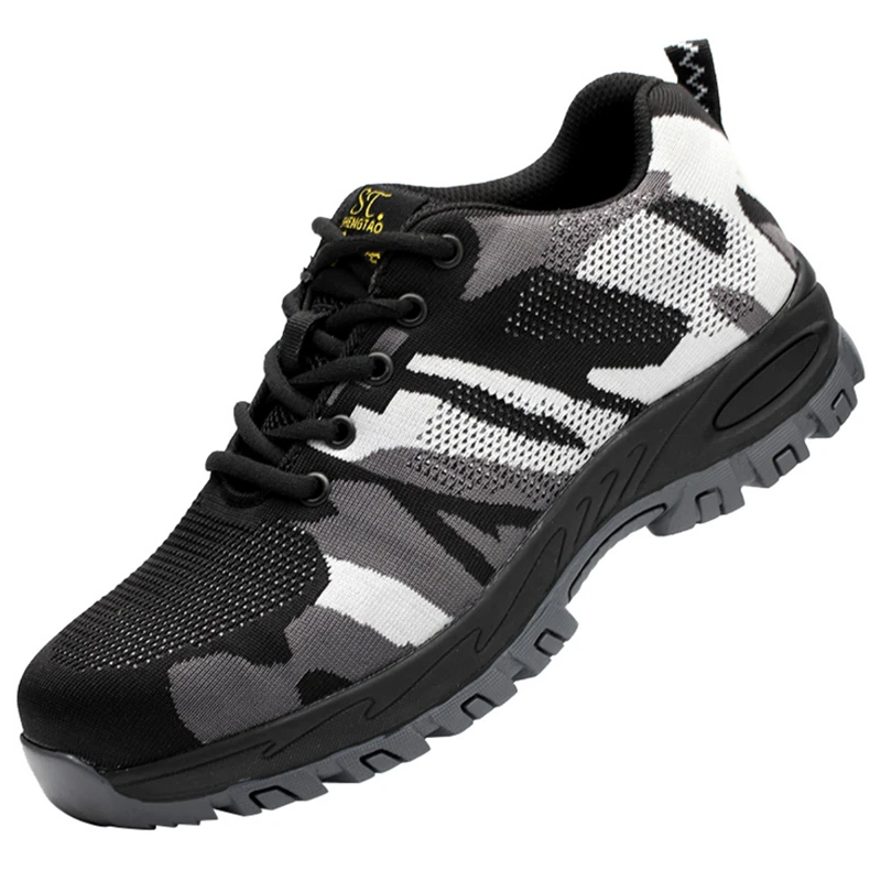 

Military Men's Safety Shoes Steel Toe Cap Spring Camo Breathable Mesh Casual Shoe Labor Insurance Puncture Proof Work Sneakers