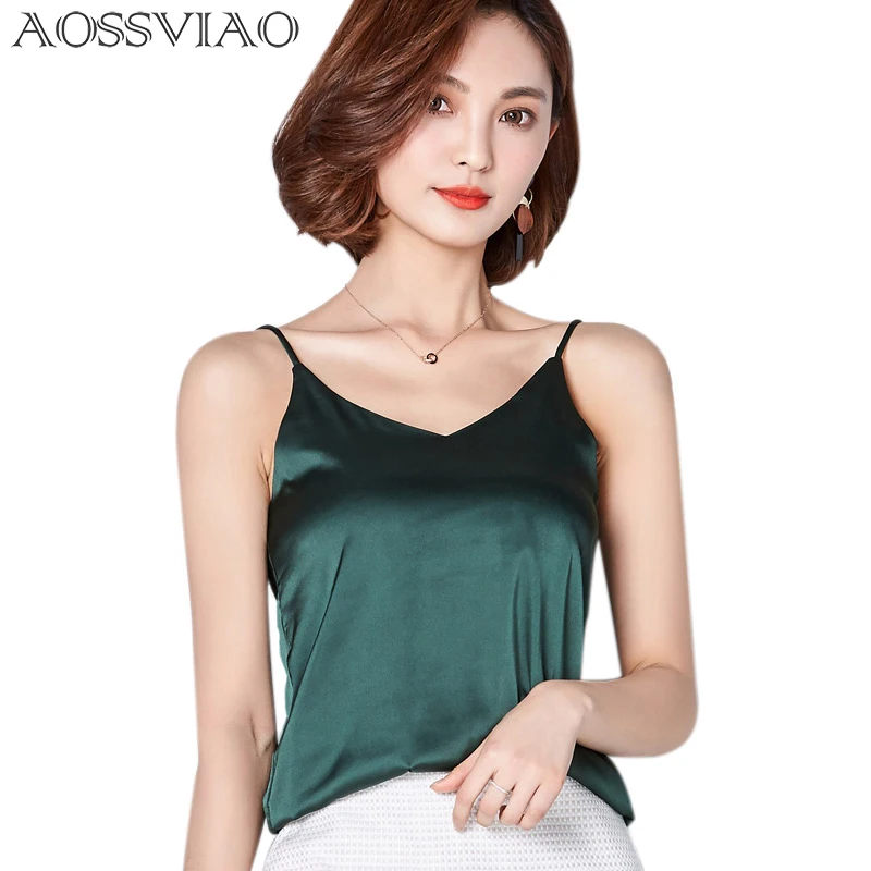 Blusa de seda de imitación para mujer, camisa Sexy de color blanco para fiesta, verano y otoño, 2020 - AliExpress Ropa de