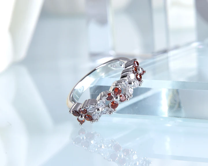 Fine Jewelry Кольцо из стерлингового серебра 925 обручальные кольца набор натуральной природный гранат лаборатории Помолвочные кольца с бриллиантом для Для женщин