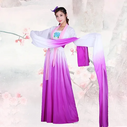 Классический в стиле ханьфу женские танцевальные костюмы костюм в китайском стиле древняя танцевальная одежда Shuixiu Dance - Цвет: Plum
