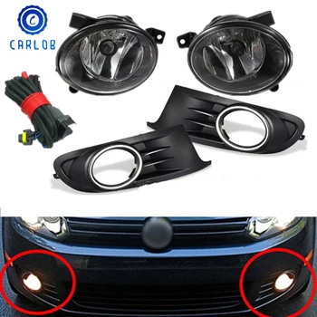 

Carlob Car Fog Lamp Day Light Cover Kit Front Bumper Grille Cable Harness Set For Volkswagen VW Golf TDI TSI MK6 2010-2014