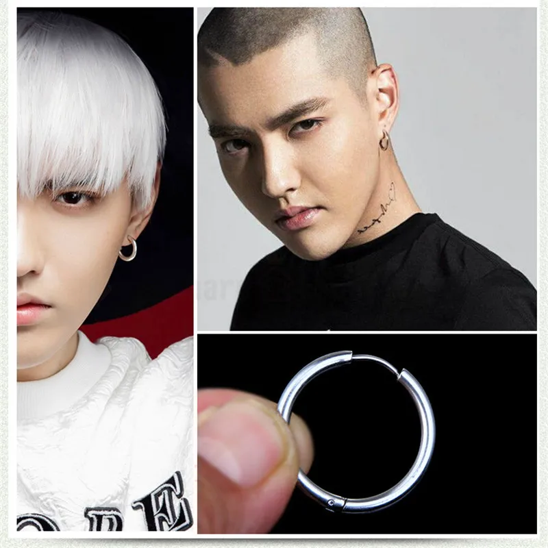 316l Stainless Steel Hoops Earrings For Men Small Circle Earring Man 316l Stainless Steel Hoops Earrings For Men Small Circle Earring Man Punk Hiphop Pierced Ear Cuff Brand Jewelry Male Accessories In Hoop From