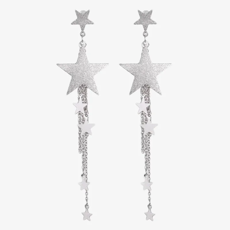 

New personality trend temperament star long fine tassel earrings for female Christmas gifts