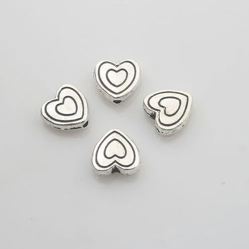

20pcs Tibetan Silver color 2sided heart Spacer beads X0152