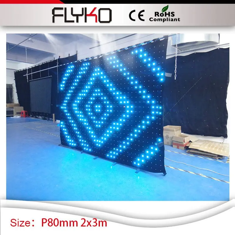 

P80mm night club equipment vision backdrop 2mx 3m pixelflex led curtain price led soft video curtain