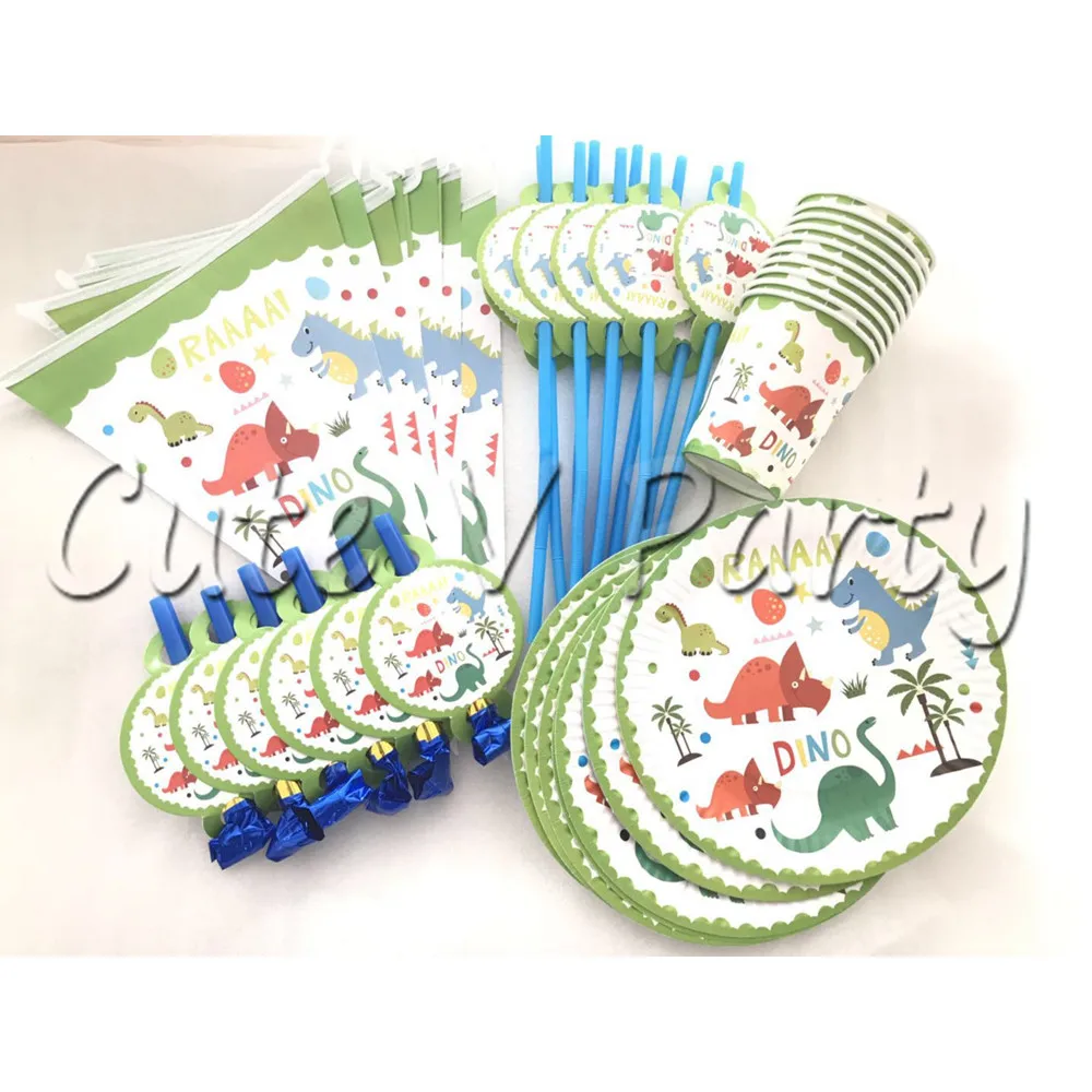 

Cartoon Dinosaur Theme Disposable Tableware Set Cartoon Theme Kids Birthday Party Flags Decorations Baby Shower Supplies