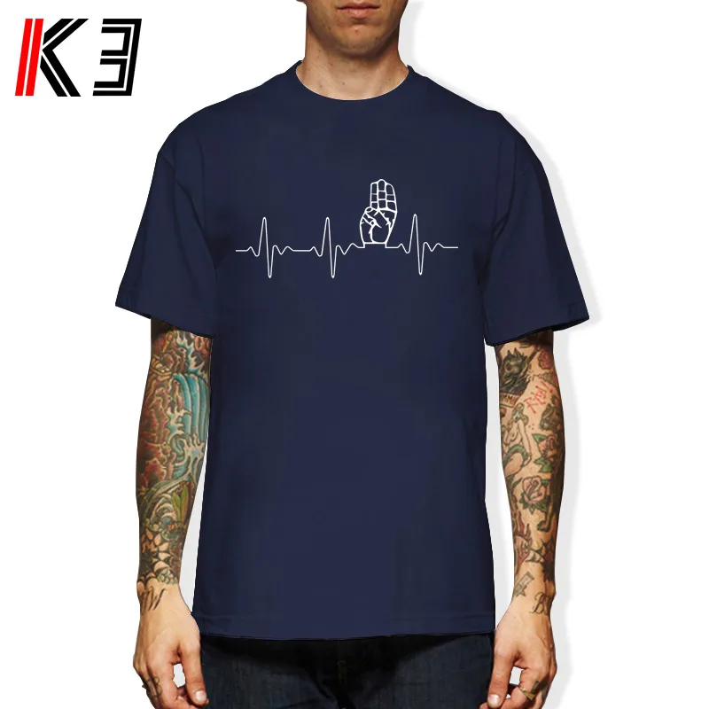 

K3 Scout Movement Heartbeat T-Shirt for Men Brand Clothes Summer 2017 Short Sleeve O-Neck Cotton T Shirt Round Neck Clothes