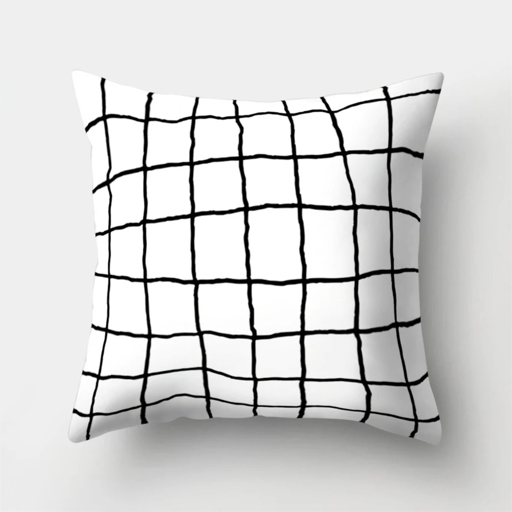 

Home Black and White Geometric Throw Pillow Case Square Cushion Soft Waist Rest Pillowcase For Room