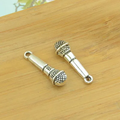 

free shipping 50pcs/lot A2592 antique silver Microphone shape alloy charm pendant fit jewelry making 25x8x8mm wholesale