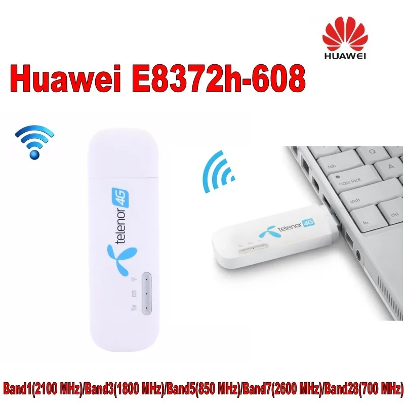 Лот 100 шт. разблокирована huawei E8372h-608 HiLink 4G LTE FDD Wi-Fi Dongle модем с 2 шт. 4G антенны