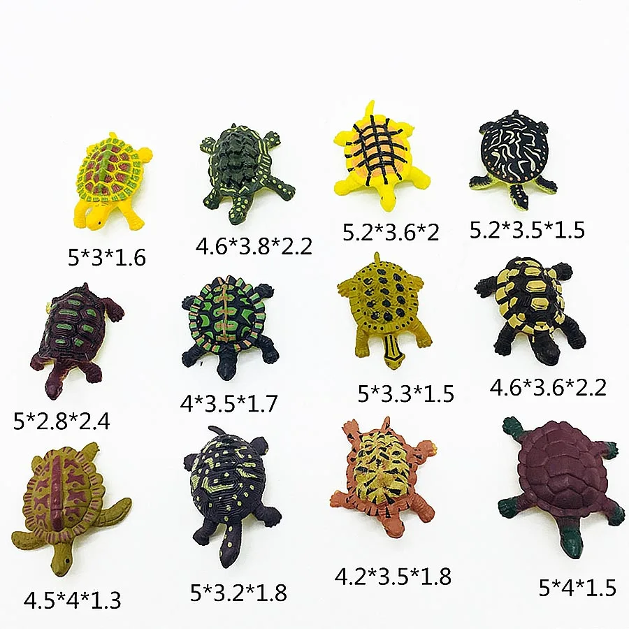 12 шт. Обучающие реалистичные фигурки рептилий игровой набор с динозаврами ящерицами крокодиловая черепаха идеальные вечерние игрушки - Цвет: turtle 12pcs