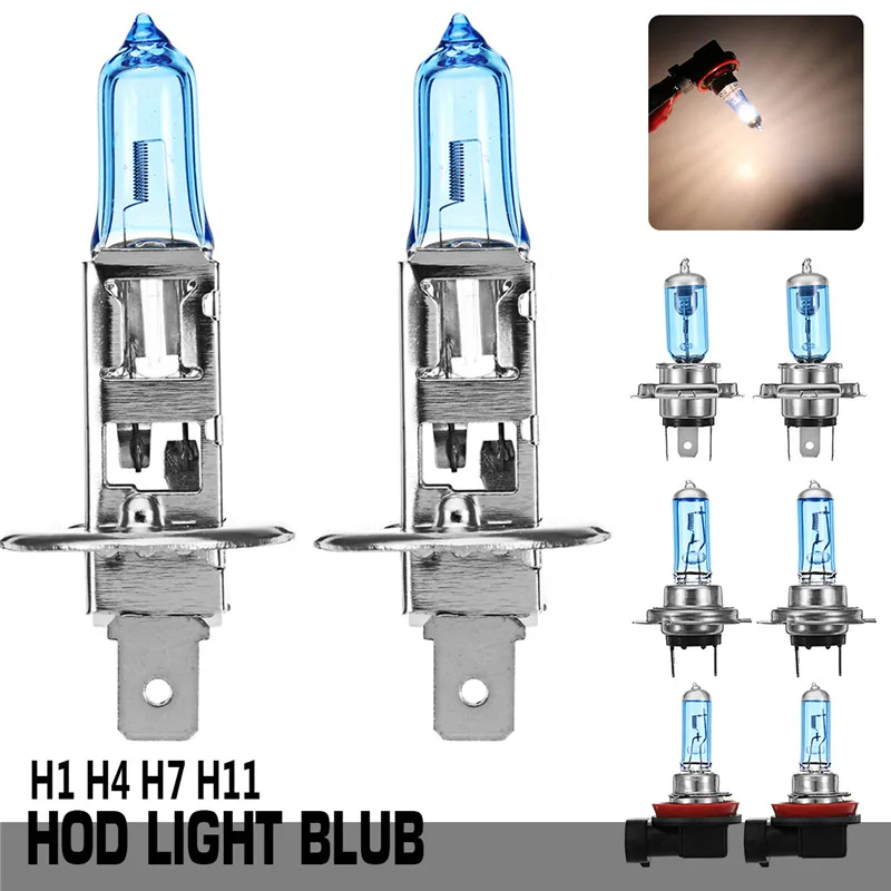 

2Pcs H1 H4 H11 H7 100W Halogen Headlight Fog Lamp Car Light Bulb Lamp xenon white Auto Fog Light universal