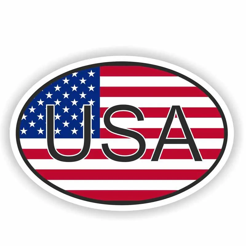 YJZT 12 см* 8 см персональная Автомобильная наклейка Американский код страны Овальный с флагом Наклейка ПВХ 6-0197